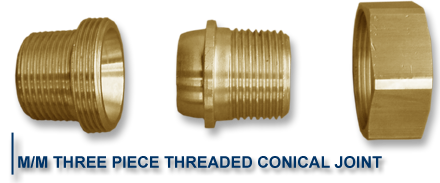 three pieces threaded conical joint