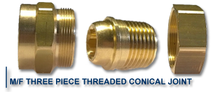 three pieces threaded conical joint